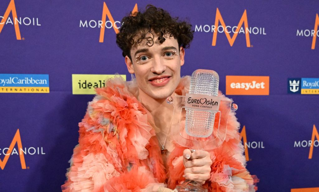 Eurovision Song Contest winner Nemo with their trophy.