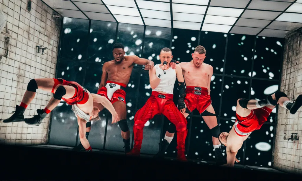 Olly Alexander performs at the Eurovision Song Contest rehearsal.