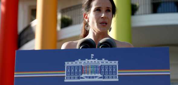 Ashley Biden, daughter of US president Joe Biden spoke alongside first lady Jill Biden at a Pride celebration on the South Lawn of the White House.