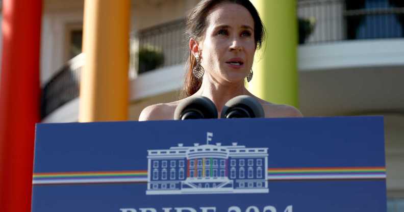 Ashley Biden, daughter of US president Joe Biden spoke alongside first lady Jill Biden at a Pride celebration on the South Lawn of the White House.