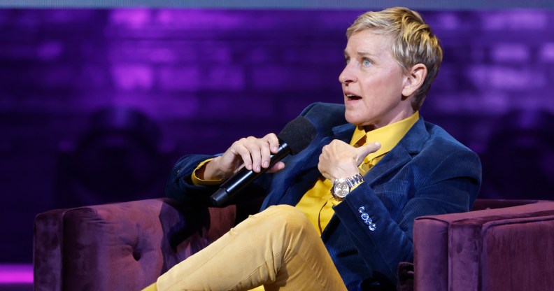 Ellen DeGeneres speaks onstage