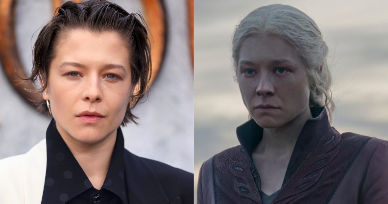 Emma D'Arcy at House of the Dragon premiere and in character in the show