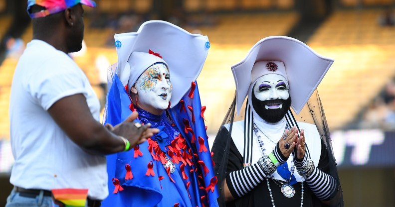 Drag performers at Dodgers Stadium
