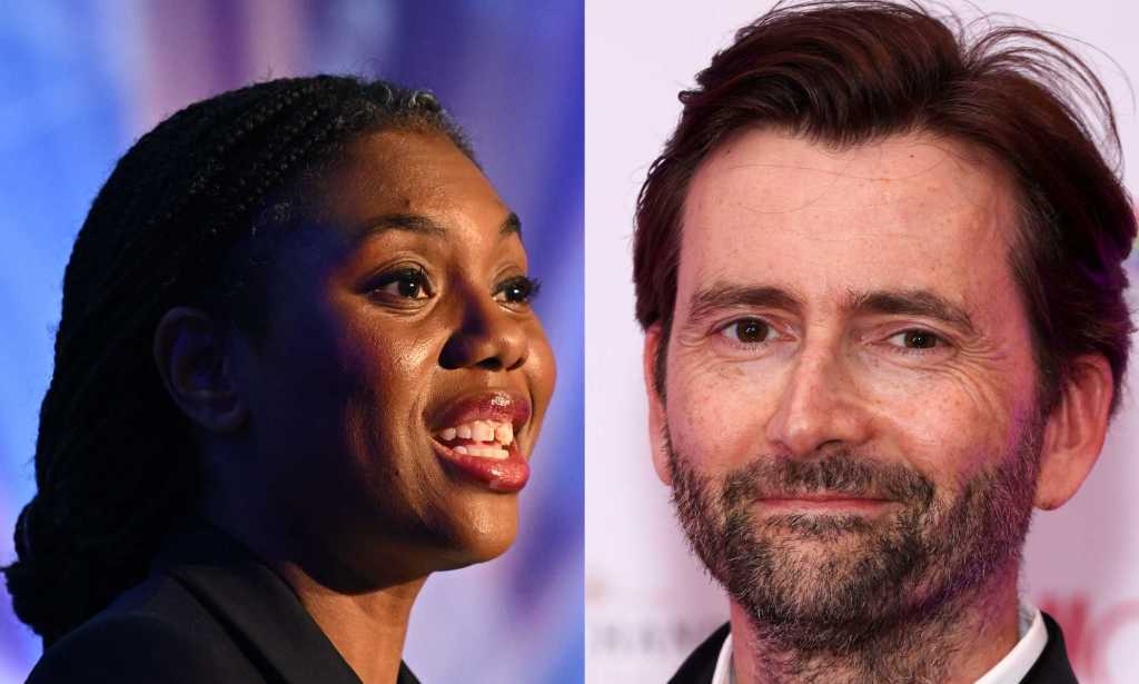 Headshots of Kemi Badenoch and David Tennant