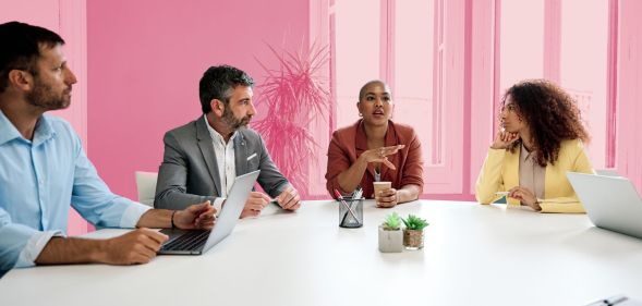 This is an image of a diverse corporate boardroom