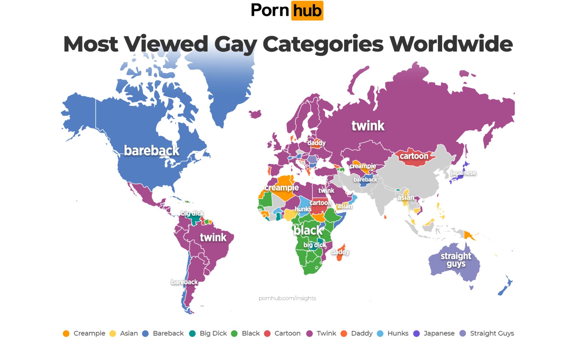 This is each country's favourite gayporn category as of 2024