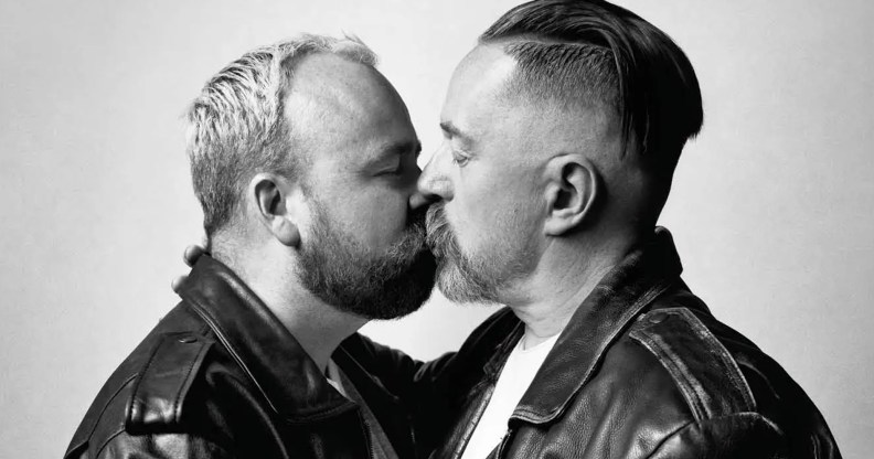 Two men kissing in Pride in London's 2024 campaign