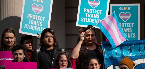 Protestors at a trans event.