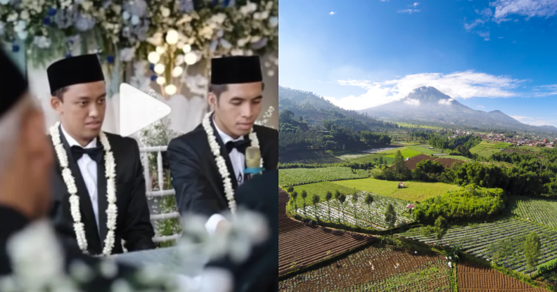 A video went viral after it was falsely claimed two men got married in a town in Java, Indonesia. (TikTok/Getty)