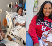 A woman at Rutgers defended her dissertation after giving birth. (Tamiah Brevard-Rodriquez/Nick Romanenko/Rutgers University)