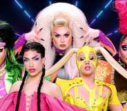 Canada's Drag Race: Canada Vs. The World Season 2 cast. (L-R, Alexis Mateo, Miss Fiercalicious, Cheryl Hole, Lemon, Kennedy Davenport)