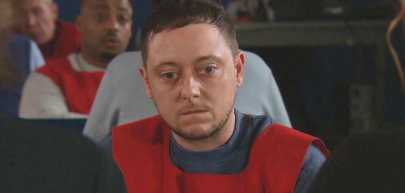 Ash Palmisciano looks miserable as his trans character Matty Barton in Emmerdale.