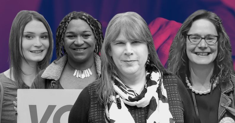 An edited image of several trans candidates in the General Election.