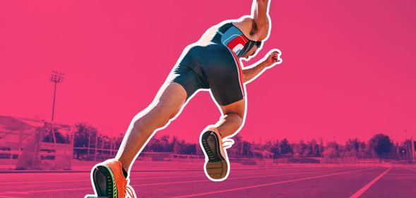 An athlete running on a track.