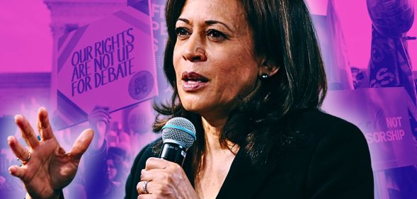 An edited image of Kamala Harris.