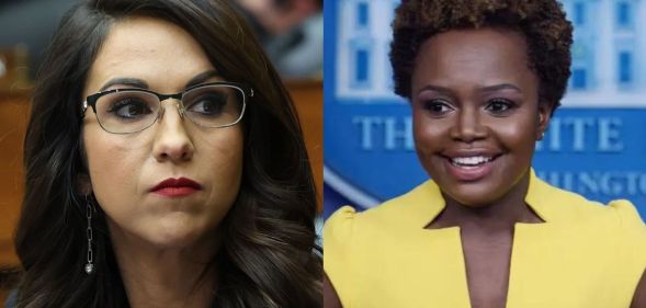 Republican Lauren Boebert (left) and White House Press Secretary Karine Jean-Pierre