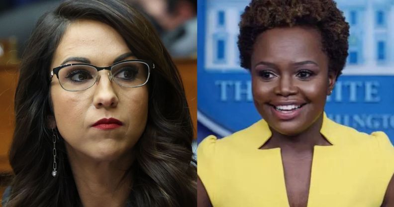Republican Lauren Boebert (left) and White House Press Secretary Karine Jean-Pierre