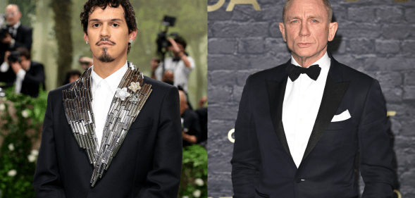 Split photo of Omar Apollo and Daniel Craig.