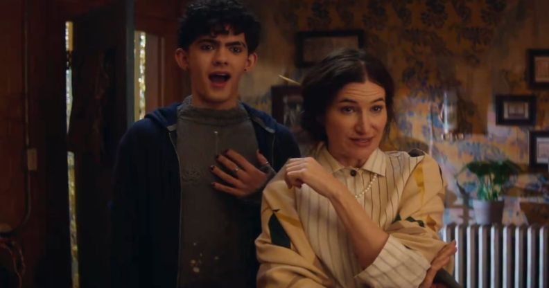 Joe Locke and Kathryn Hahn in Agatha All Along. (Marvel/Disney+)