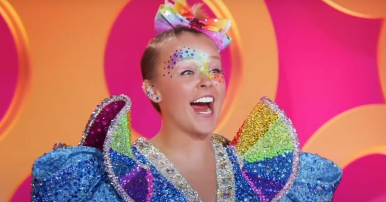 Jojo Siwa reacting to a lip-sync on Drag Race All Stars 8.