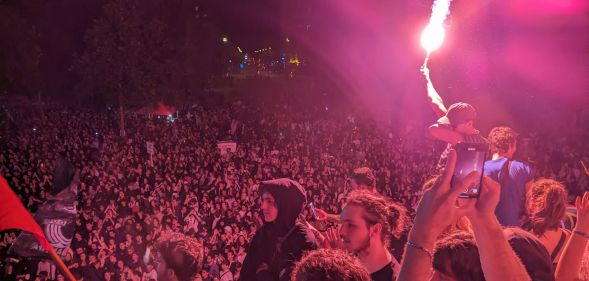 Anti-far-right protesters in paris, France