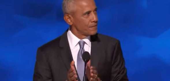 Barack Obama has ruthlessly roasted Donald Trump with a 'crowd size' joke at the Democratic National Convention.