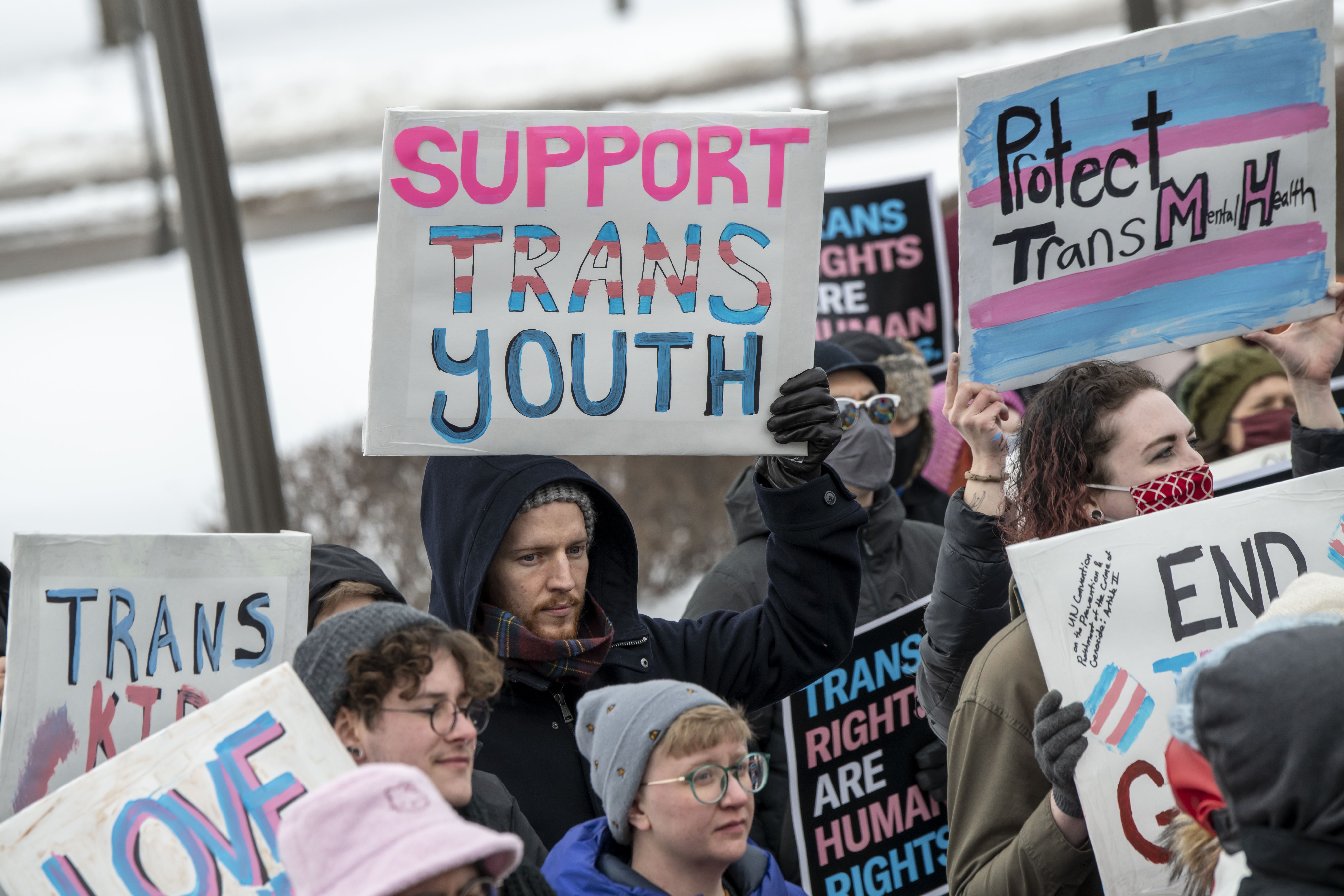 St. Paul, Minnesota. March 6, 2022. Because the attacks against transgender kids are increasing across the country Minneasotans hold a rally at the capitol to support trans kids in Minnesota, Texas, and around the country.
