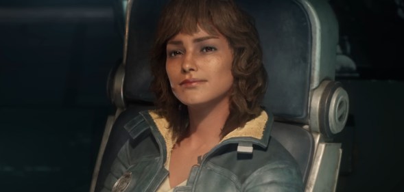 The Star Wars Outlaws lead character Kay Vess sitting in a space chair