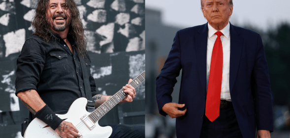 Split photo of Foo Fighters' Dave Grohl and Donald Trump