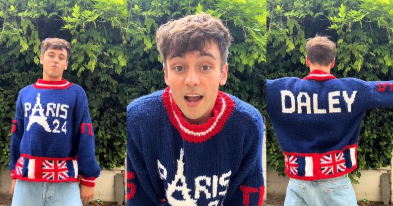Tom Daley wearing his Paris 2024 Jumper on TikTok