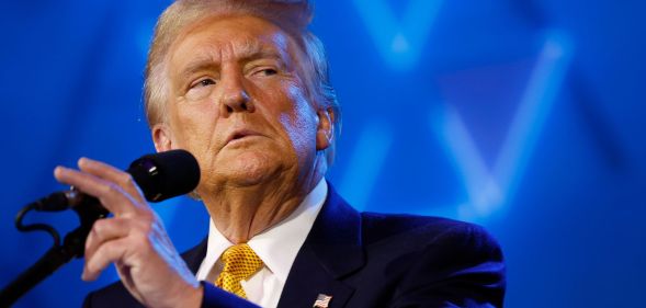 Republican presidential nominee former U.S. President Donald Trump