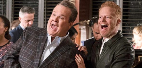 Eric Stonestreet and Jesse Tyler Ferguson as Cam and Mitch in Modern Family.