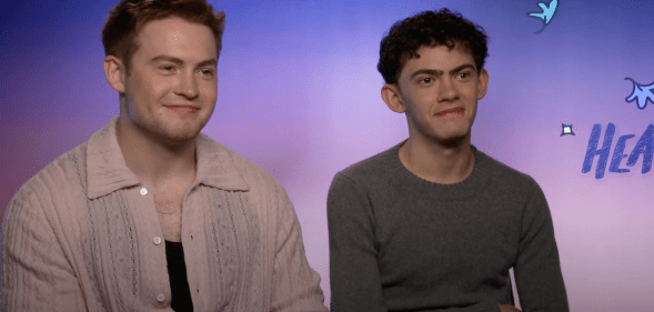 Kit Connor (left) and Joe Locke (right) spoke to PinkNews ahead of Heartstopper season three. (Netflix/PinkNews)