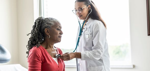 Stock image of a woman at the doctor's