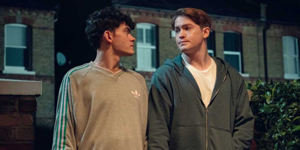 Joe Locke and Kit Connor as Charlie Spring and Nick Nelson in Heartstopper.