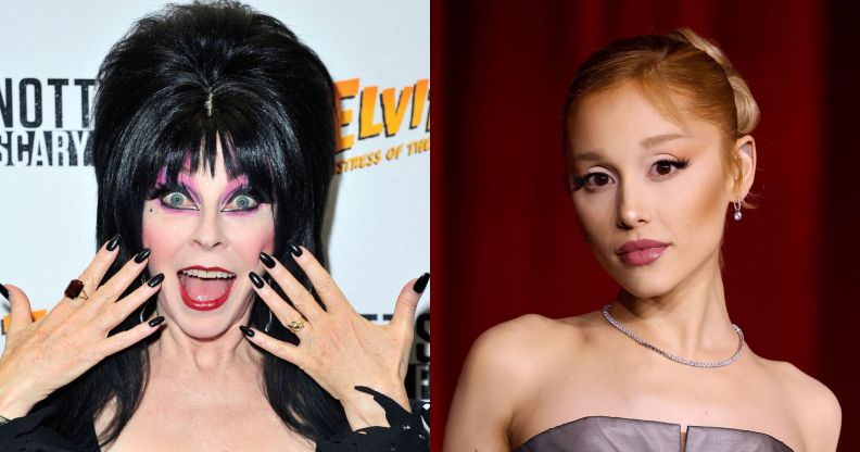 Elvira in 2015 (L) and Ariana Grande in 2024 (R).