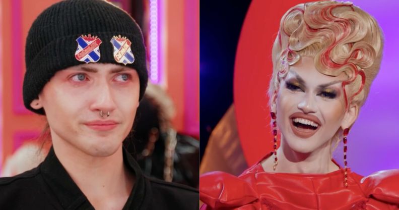 Two stills of kyran Thrax from episode five season 6 of drag race uk