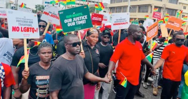 Protestors in Accra, Ghana