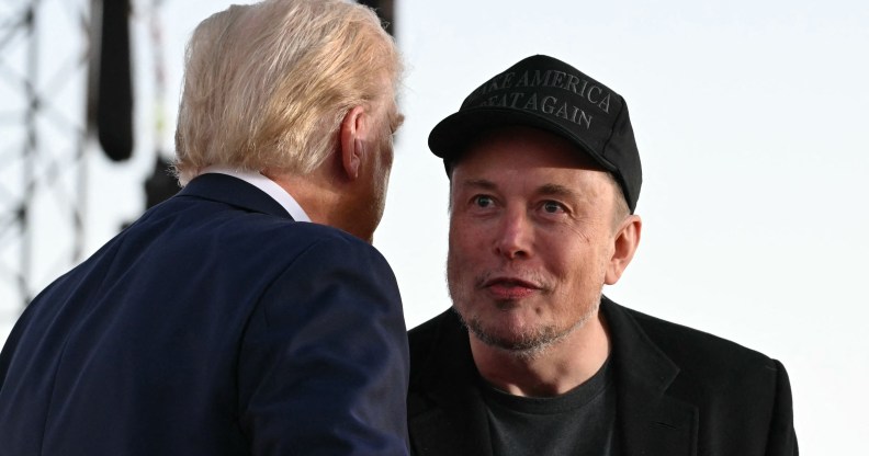Tesla CEO Elon Musk (R) joins former US President and Republican presidential candidate Donald Trump during a campaign rally at site of his first assassination attempt in Butler, Pennsylvania on October 5, 2024. (Photo by Jim WATSON / AFP)Donald Trump reportedly can't get rid of Elon Musk. (Getty)