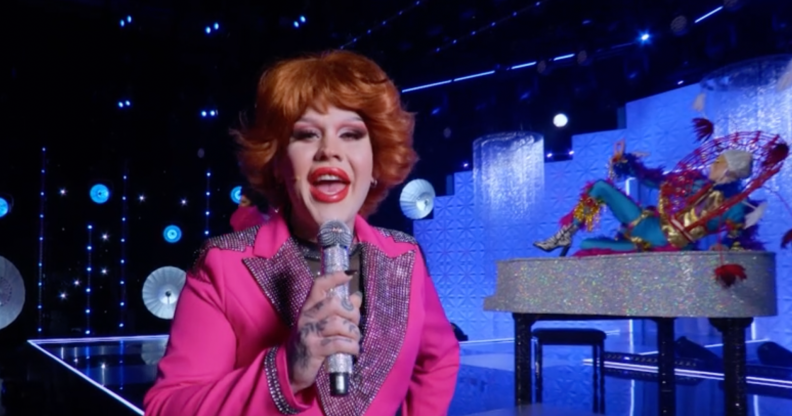 Lill as Cilla Black in the Drag Race UK season 6 rusical.