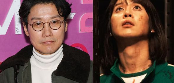 A split image of Hwang Dong-hyuk and Hyun-ji