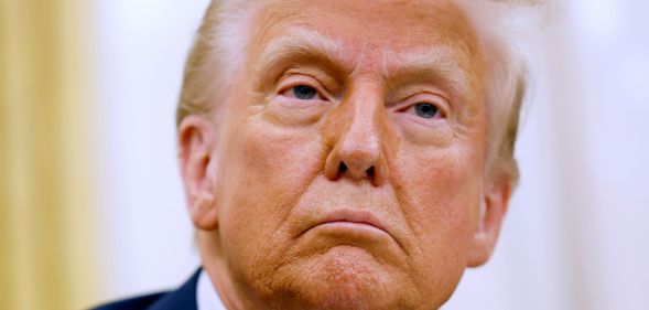 Donald Trump looking off.