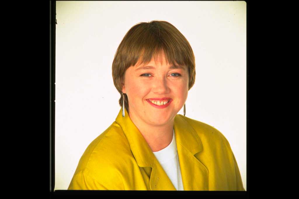Actress Pauline Quirke in character as Sharon Theodopolopodous in sitcom Birds Of A Feather, circa 1992. 