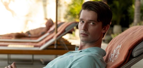 Patrick Schwarzenegger in a still from the white lotus season 3