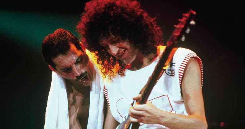 Queen icons Freddie Mercury and Brian May.