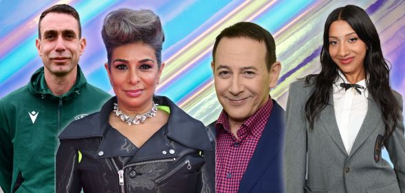 A collage featuring David Coote, Shobna Gulati, Paul Reubens and Lara Rajagopalan