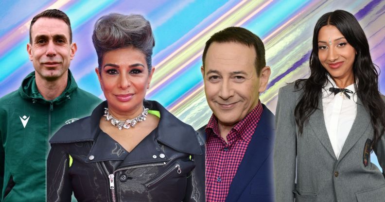 A collage featuring David Coote, Shobna Gulati, Paul Reubens and Lara Rajagopalan