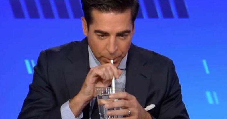 Jesse Watters using a very feminine straw.
