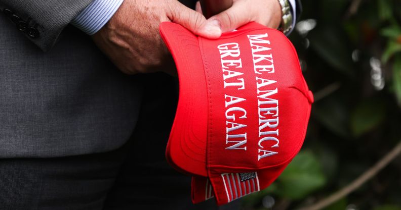 Stock image of a red MAGA hat