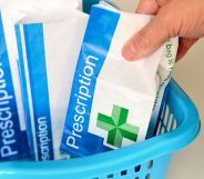 A box of prescription packets.